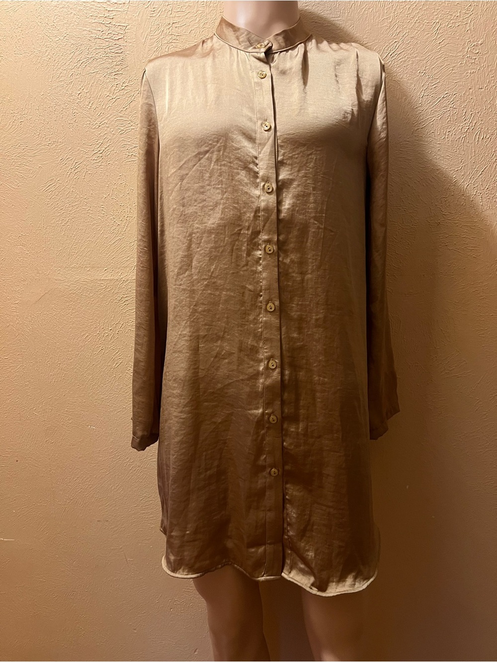 MIA Satin Gold Button-Front Tunic